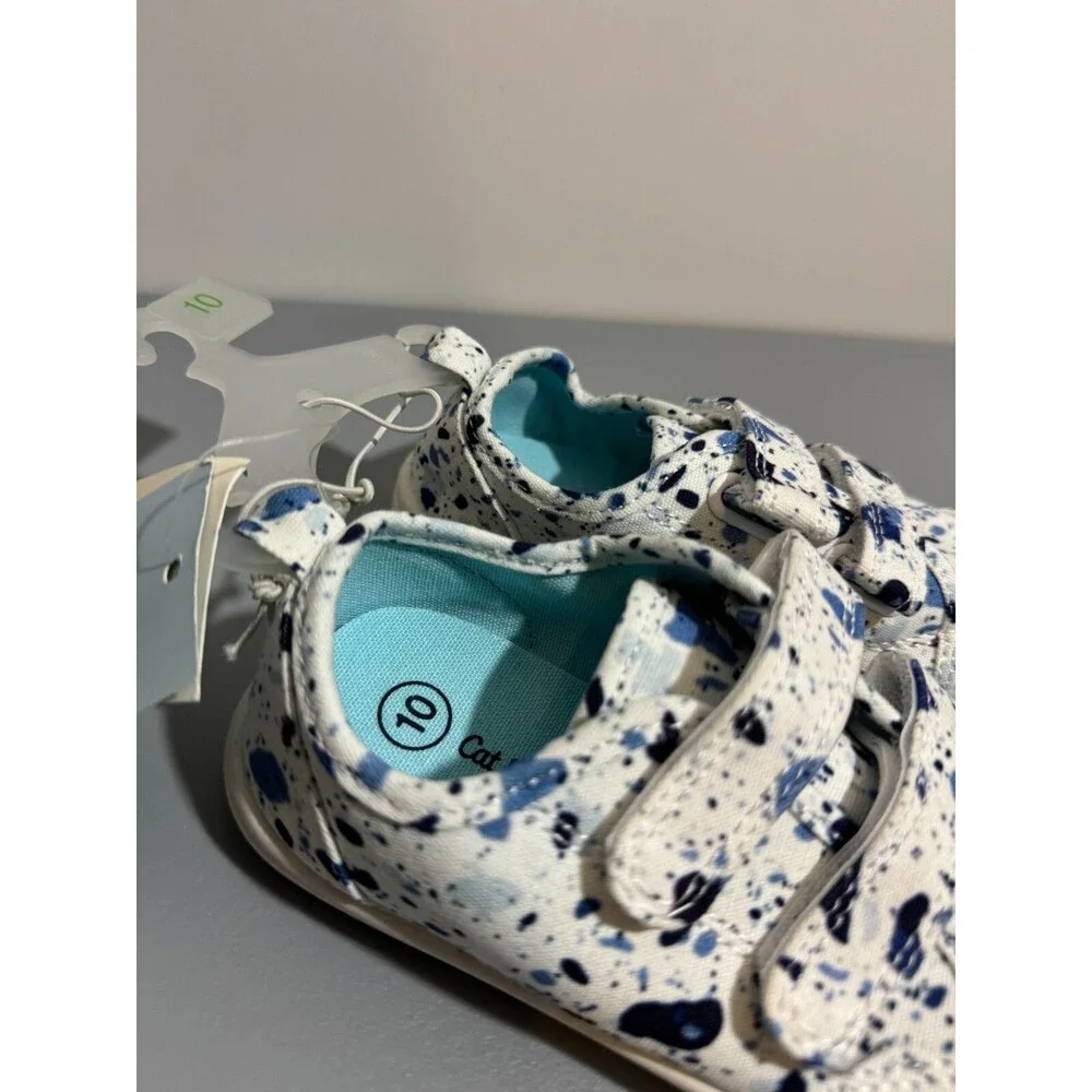 Cat & Jack Girl's Shoes White Slip On Pattern Blue Size 10